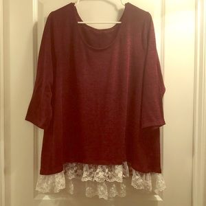 Maroon Top With Lace Detail